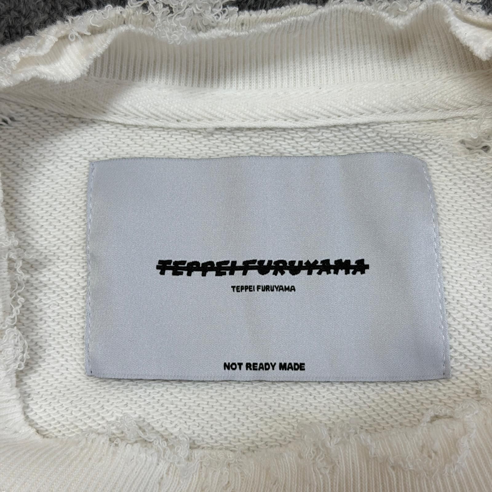 参考上代30800円 未使用 TEPPEI FURUYAMA 25SS ダメージ加工クルーネックスウェット トレーナー テッペイ フルヤマ TF-25S-023 ホワイト F （16705M） 参考上代30800円 未使用 TEPPEI FURUYAMA 25SS ダメージ加工クルー