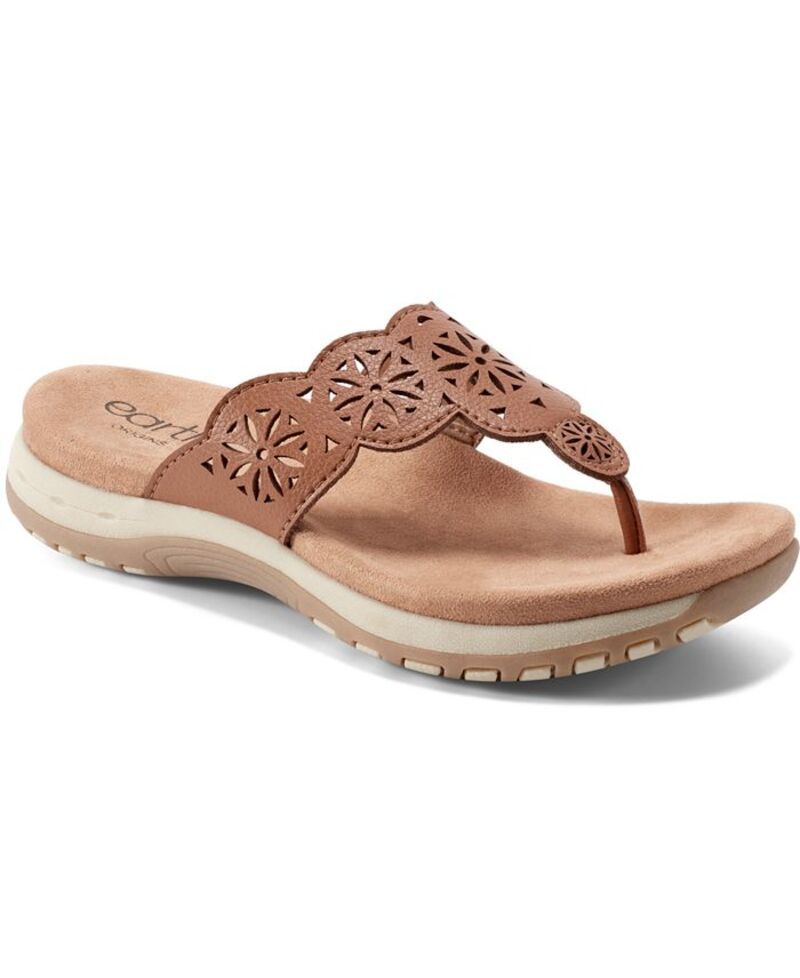 アース レディース シューズ サンダル Earth Womens Sadie TStrap Flat Sandals Cognac