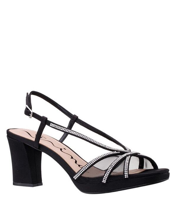 ニナ レディース シューズ サンダル Nina Womens Bonney Rhinestone Square Toe Dress Sandals Black ブラック