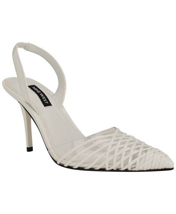 ナインウェスト レディース シューズ パンプス Nine West Womens Pemma Woven Slingback Stiletto Pumps White PatentClear ホワイト