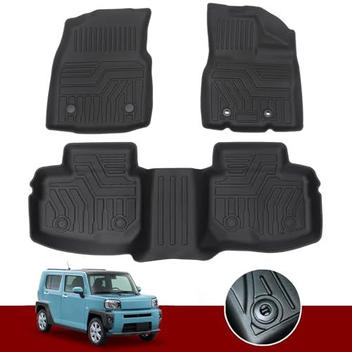 R◆YORKNEIC タフト フロアマット LA900S LA910S型 4WD車用 2020.6から現行 車種専用設計 防水 3D 立体 カーマット ラバーマット TPE素材 フロント＆セカンド 汚れ/傷防止 ブラック アウトドア
