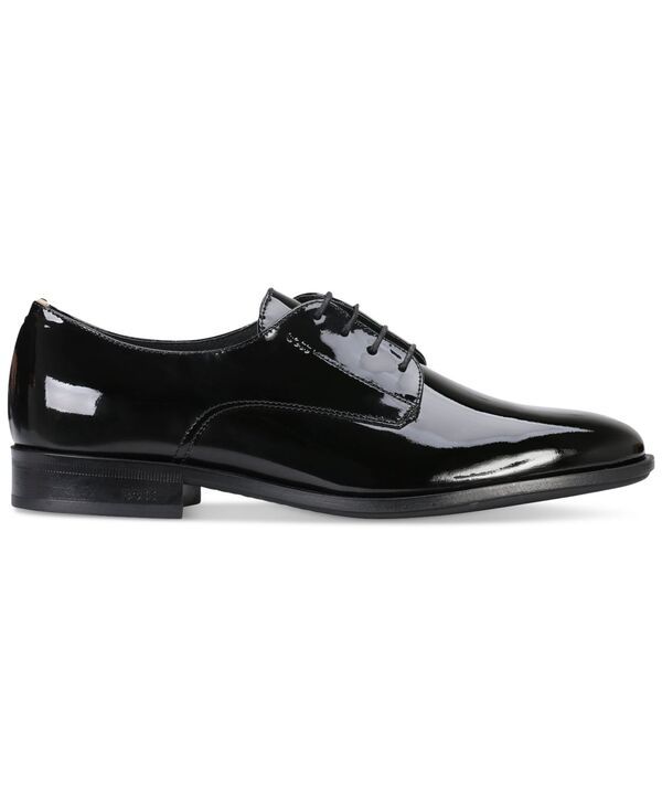 ヒューゴボス メンズ シューズ ドレスシューズ ワンピース ダービー レザー Hugo Boss Mens Colby Derby Patent Leather Dress Shoes Black ブ