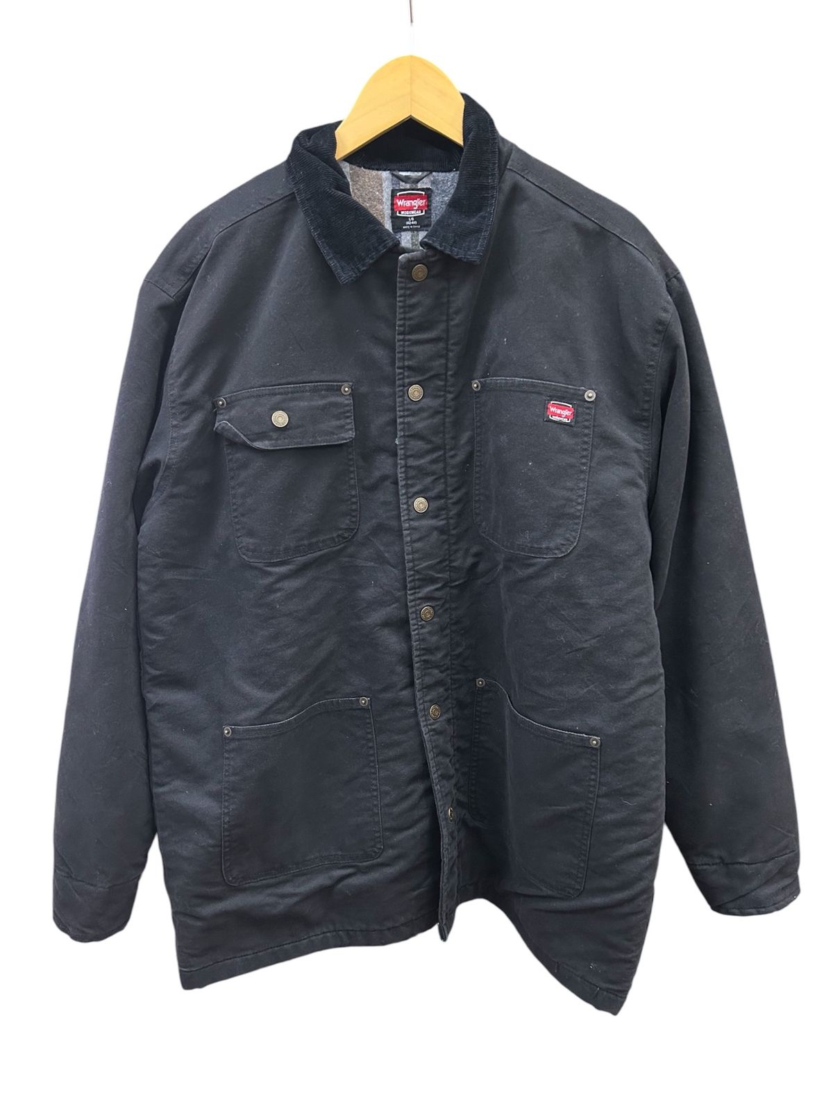 WRANGLER (ラングラー) カバーオール チョアコート ブランケット付 襟コーデュロイ 00S 古着 55157BW L ブラック メンズ/027