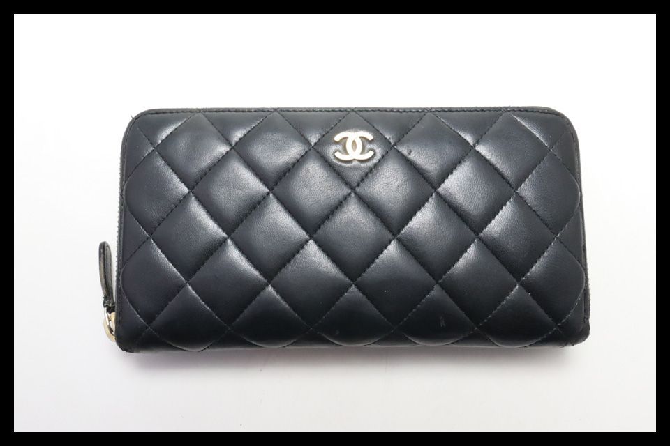 ■CHANEL 24番台 マトラッセ GD金具 レザー ラウンドファスナー 長財布 シャネル ■0604oj46884