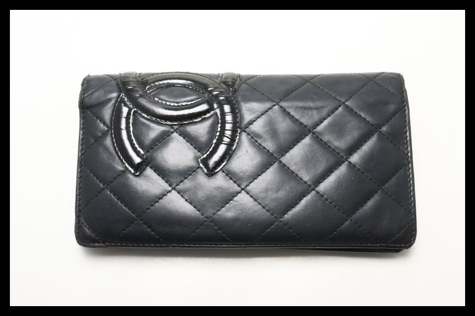 ■CHANEL 11番台 カンボンライン レザー 2つ折り財布 シャネル ■0604oj40373