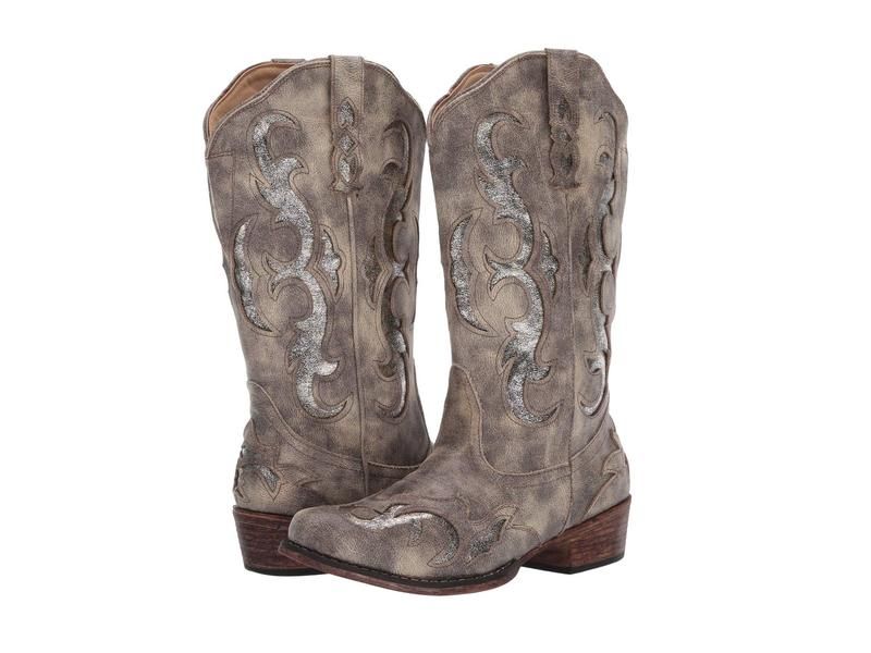 ローパー レディース シューズ ブーツ・レインブーツ Roper Riley Flextra Glitter Grey Faux Leath グレー