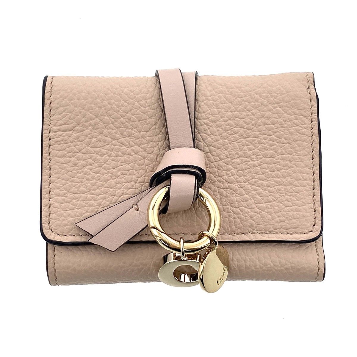 Chloe クロエ アルファベット ミニ トリフォールド ウォレット 財布 三つ折り財布 CHC21WP946 レディース レザー ピンクベージュ 中古