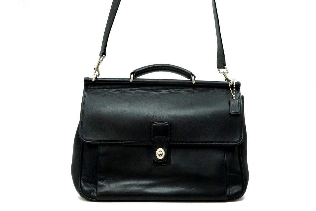 コーチ バークレー ビジネス 2way ショルダー ハンドバッグ ブリーフケース F06456 A4収納 Unisex レザー 黒 ブラック COACH 6872h