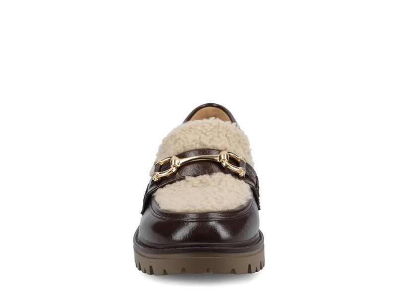 ジャーニー レディース シューズ スリッポン・ローファー Journee Jessamey Loafer BrownOff White Faux Sherpa オフホワイト