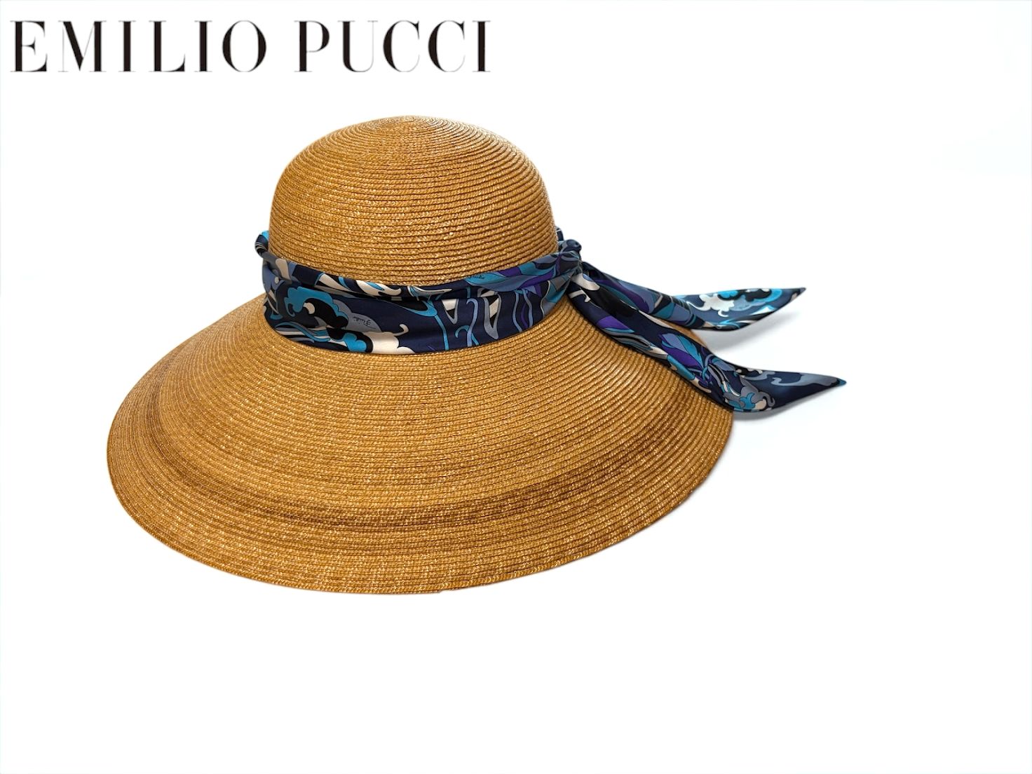 ☆ EMILIO PUCCI エミリオプッチ ストローハット ワイドブリムハット
