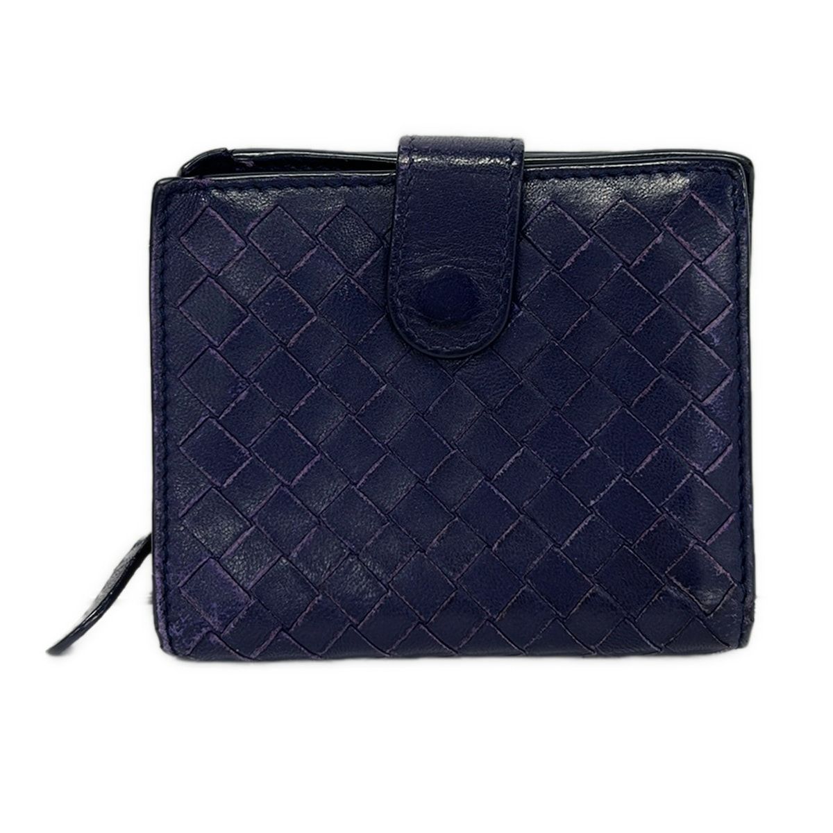 BOTTEGA VENETA(ボッテガヴェネタ) 2つ折り財布 イントレチャート パープル ラウンドファスナー レザー