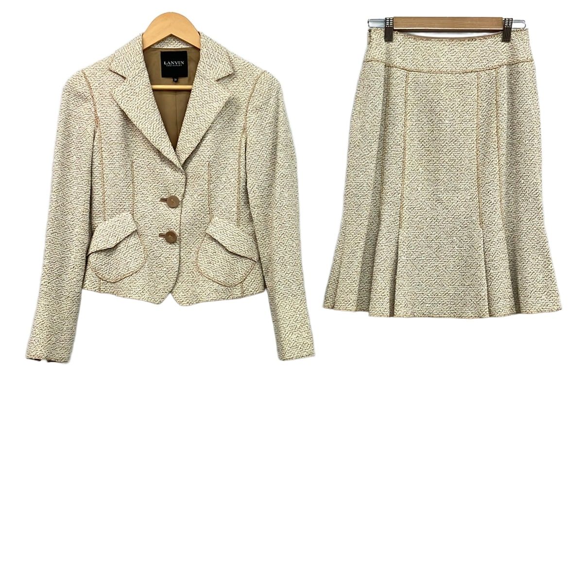LANVIN COLLECTION(ランバンコレクション) スカートスーツ レディース美品 - アイボリー×ブラウン