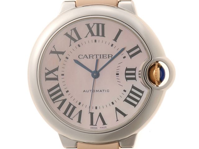CARTIER カルティエ ウォッチ バロンブルーMM 時計 W6920033 腕時計 ステンレス ピンクシエル ピンクシエル文字盤 メンズ【中古】
