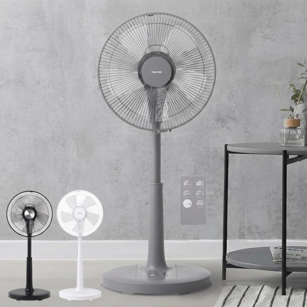扇風機 dcモーター 静音 【 30cm 5枚羽根 】 リビング扇風機 dc リモコン付き 高さ調整 68～87cm 風量6段階 入切タイマー サーキュレーター 首振り サーキュレーター 換気 1年 TEKNOS (1個, グレー)/ 6eedbeac