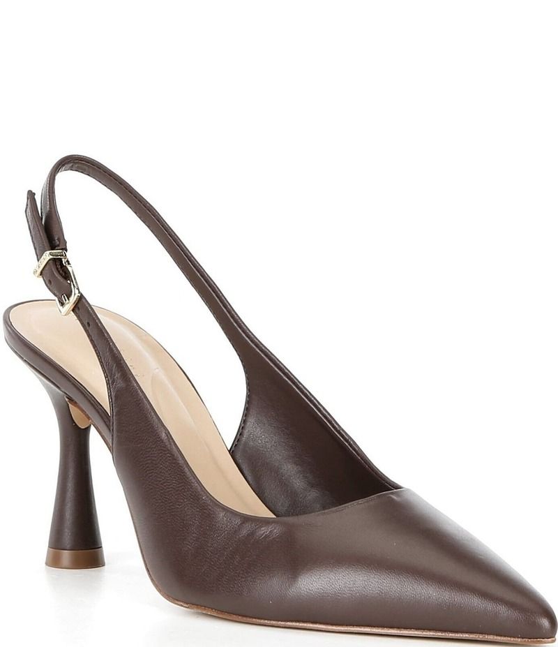 ジャンビニ レディース シューズ ヒール レザー Gianni Bini Ellanor Leather Pointed Toe Slingback Pumps Wardly Brown ブラウン