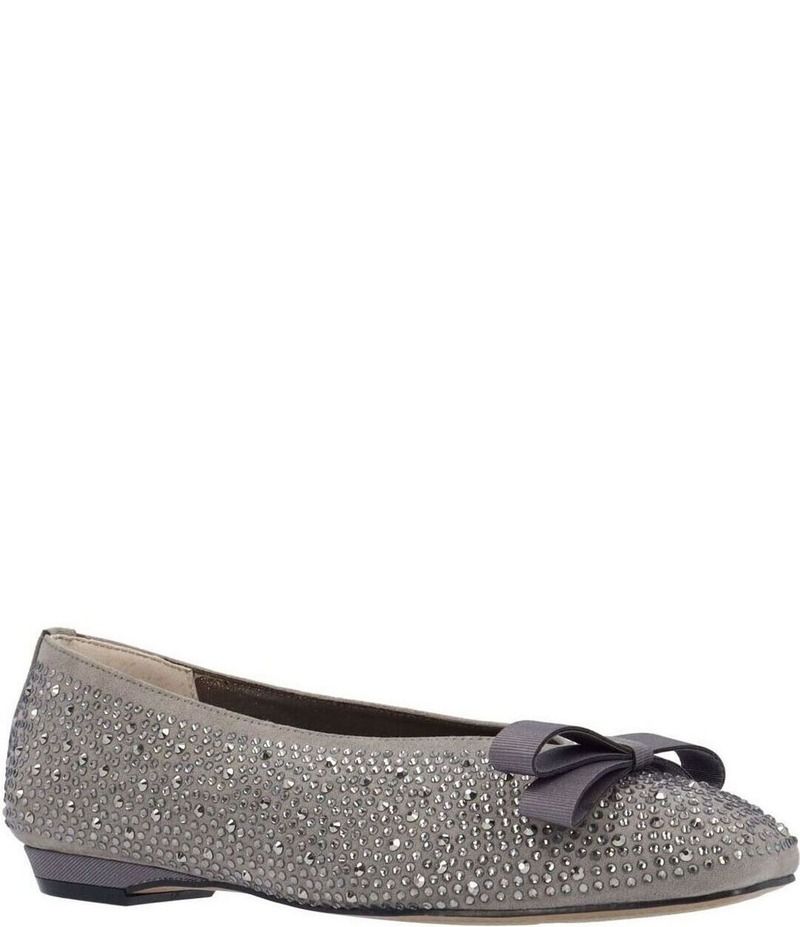 ジェイレニー レディース シューズ パンプス スエード J Renee Fentan Microsuede Rhinestone Embellished Ballet Bow Flats Grey グ
