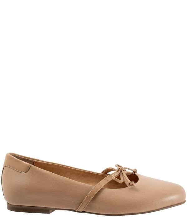 トロッターズ レディース シューズ パンプス レザー Trotters Carissa Leather Bow Strap Ballerina Flats Beige ベージュ