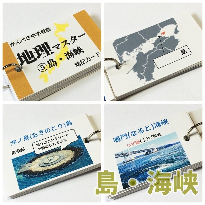 極める中学受験　社会(地理/地域別)暗記カード　サピックス　予習シリーズ 中学受験社会 地理マスター①～⑤ 日本の地形を暗記カードで反復学習