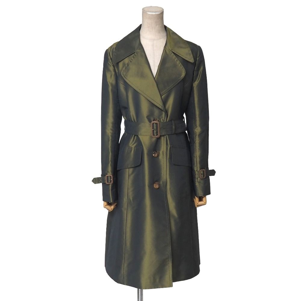 ■美品■Aquascutum アクアスキュータム コート サイズ9 総シルク ベルテッドコート ブランド古着【中古】20260616/RA9741