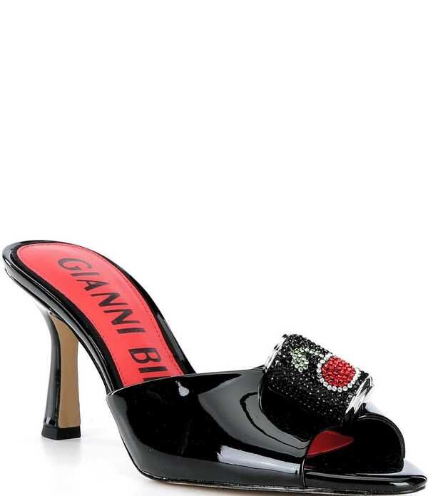 ジャンビニ レディース シューズ サンダル Gianni Bini Popz Rhinestone Cherry Soda Patent Dresslide Sandals Black ブラック
