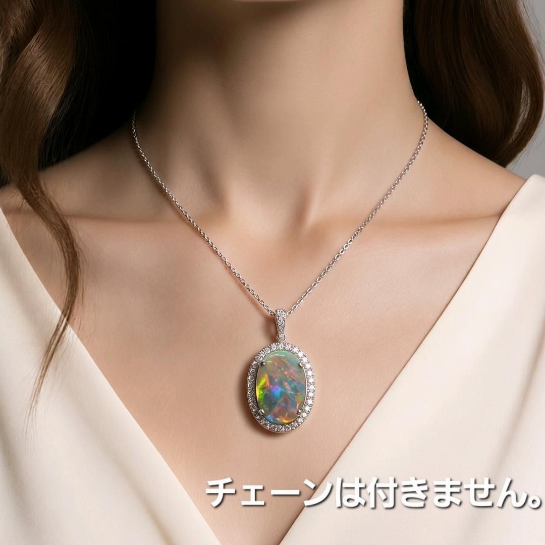 奇跡の遊色 特品！ 6.49ct ブラックオパール ダイヤモンド pt 