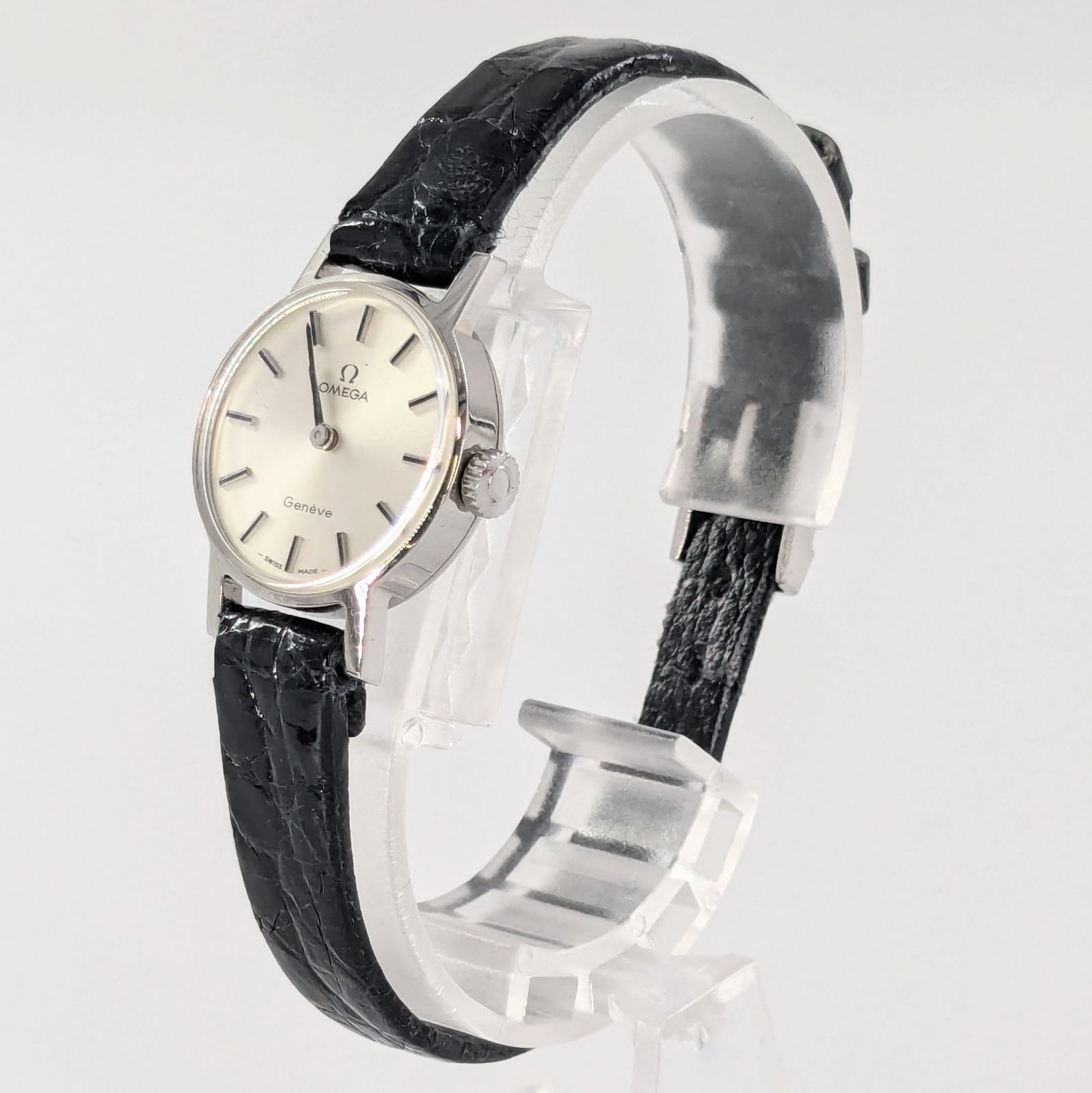 ブ*ー様 稼動品！良品！OMEGA Geneve 手巻き時計 シルバーレディース OMEGA オメガ Geneve ジュネーブ レザー/手巻き シルバー文字盤