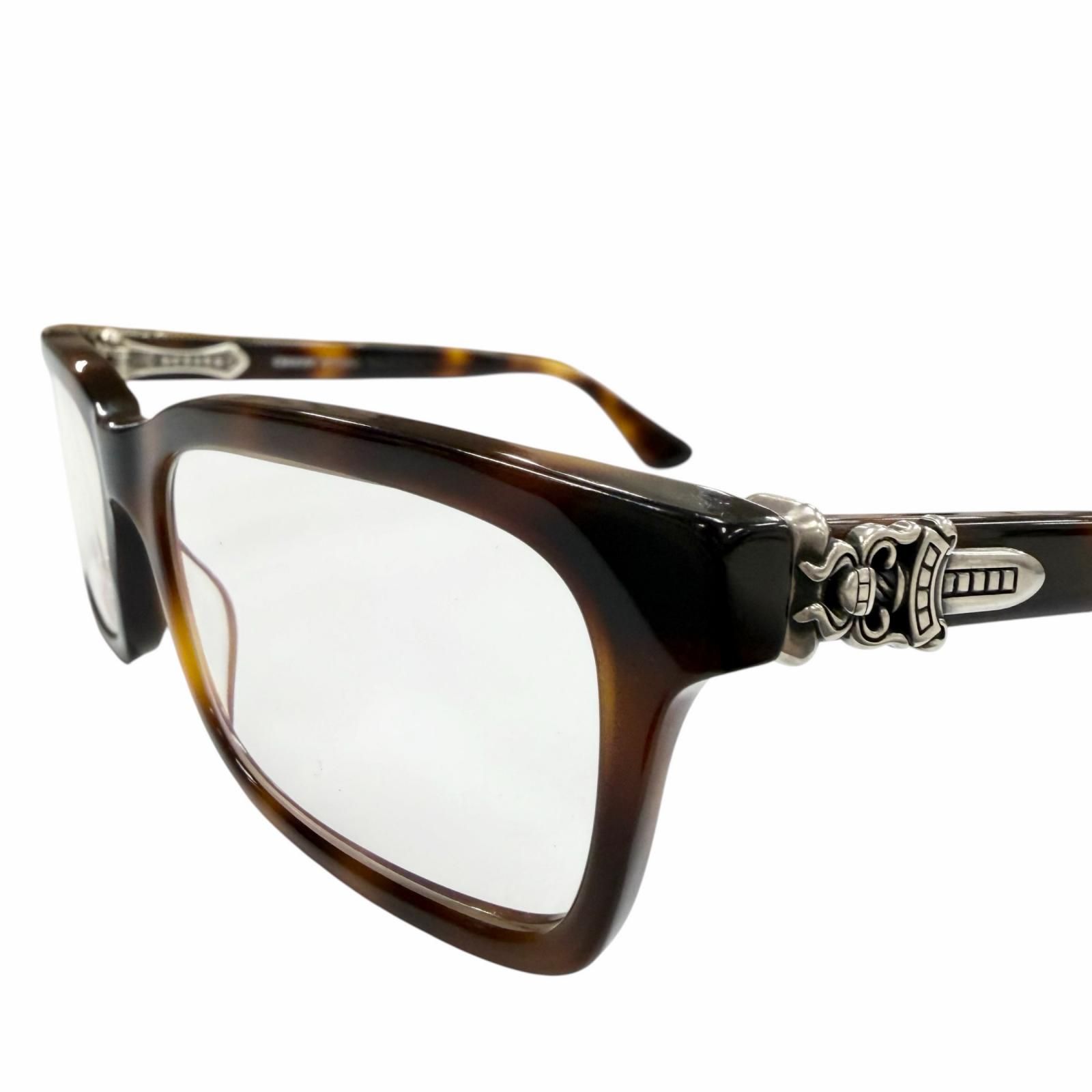 良品▼CHROME HEARTS クロムハーツ RUMPLEFORESKIN 925 マーブル メガネ 眼鏡 アイウェア ブラウン シルバー 56□18-145 度入 総重量46g