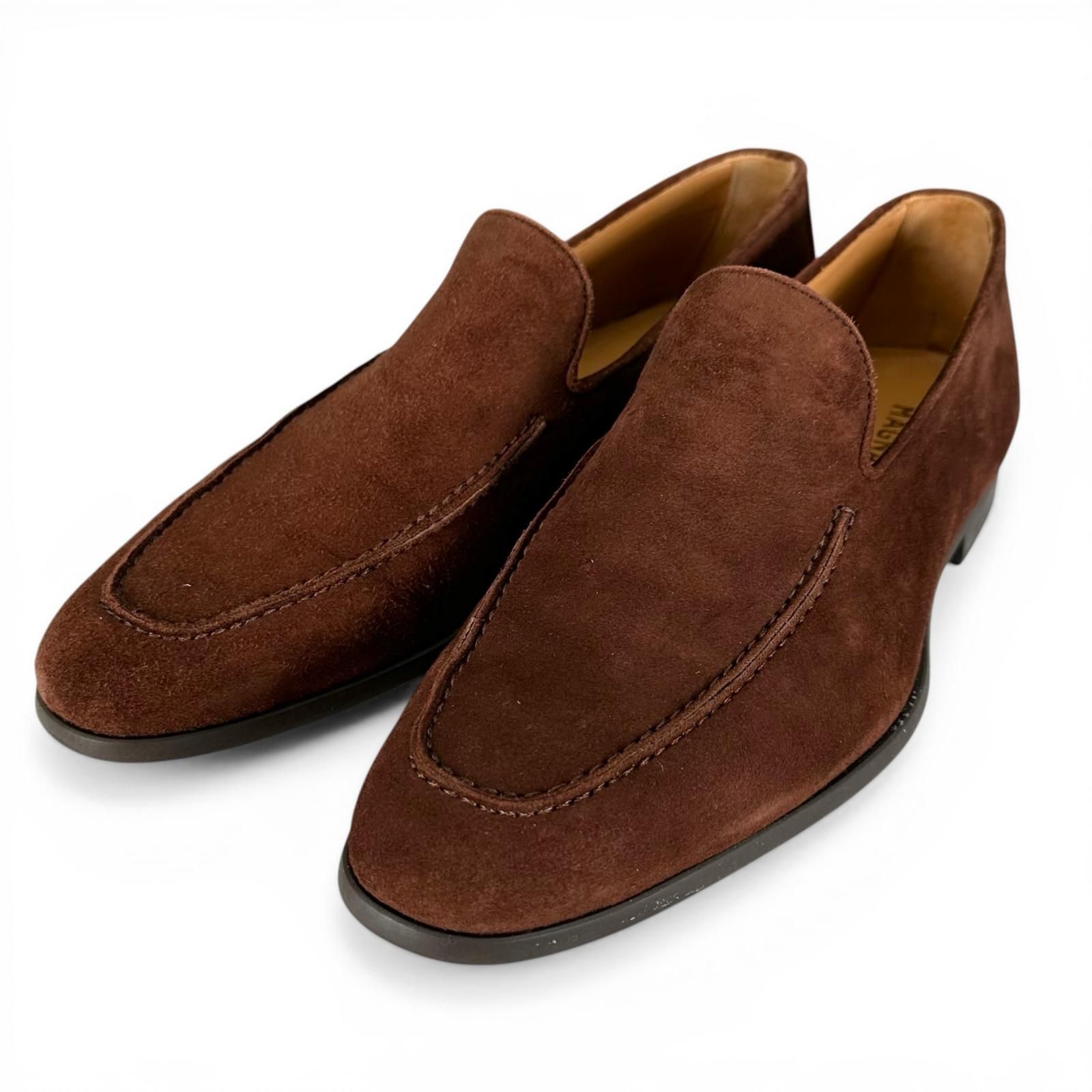美品▲MAGNANNI マグナーニ 21870 スウェードレザー スリッポン ローファー ブラウン 39 スペイン製 メンズ 箱・保存袋付き