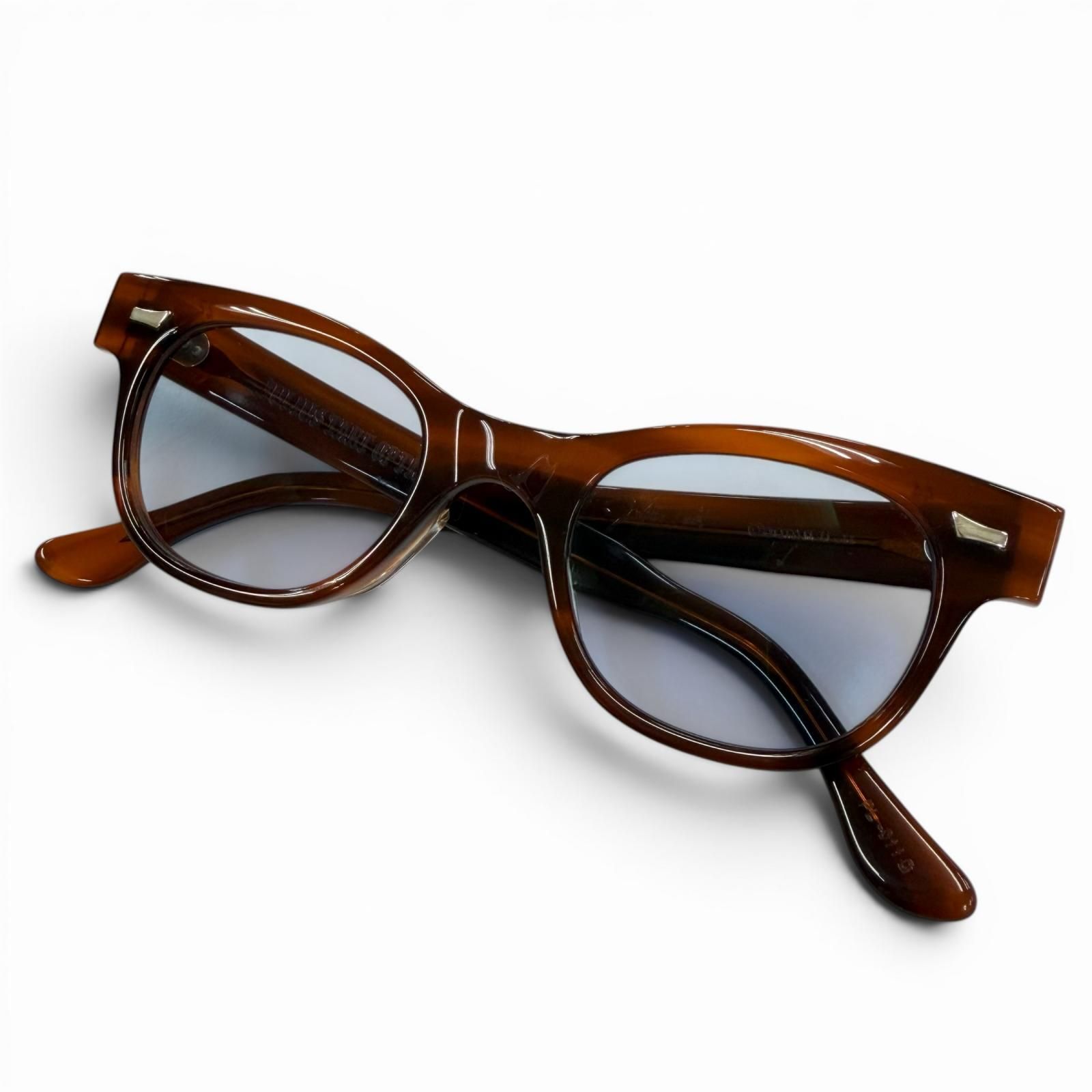 極美品▼JULIUS TART OPTICAL ジュリアスタートオプティカル COUNTDOWN マーブル柄 アイウェア サングラス クリアブラウン 44 22 箱付き