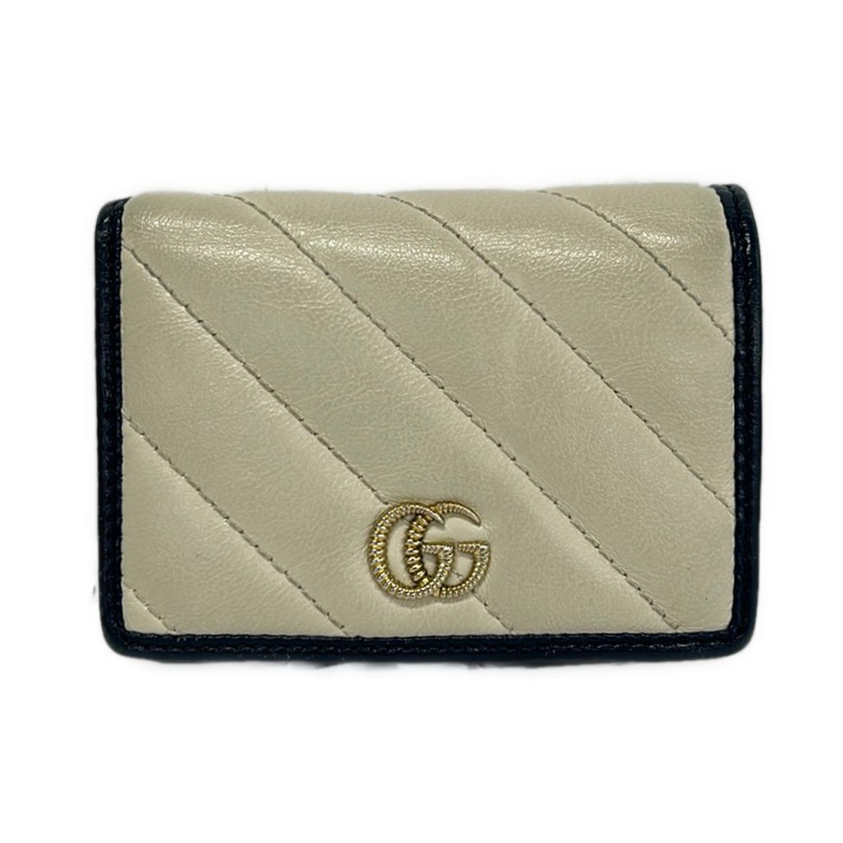 GUCCI(グッチ) 2つ折り財布 GGマーモント 573811 アイボリー×ダークネイビー キルティング レザー