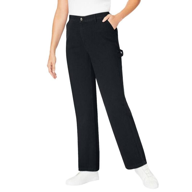 ウーマン ウィズイン レディース ボトムス デニムパンツ プラスサイズ Woman Within Womens Plusize Carpenter Denim Pant Black ブラック