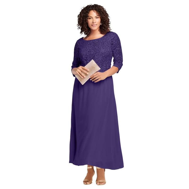 ロアマンズ レディース トップス ワンピース プラスサイズ レース Roamans Womens Plusize Lace Popover Dress Midnight Violet バイオレット