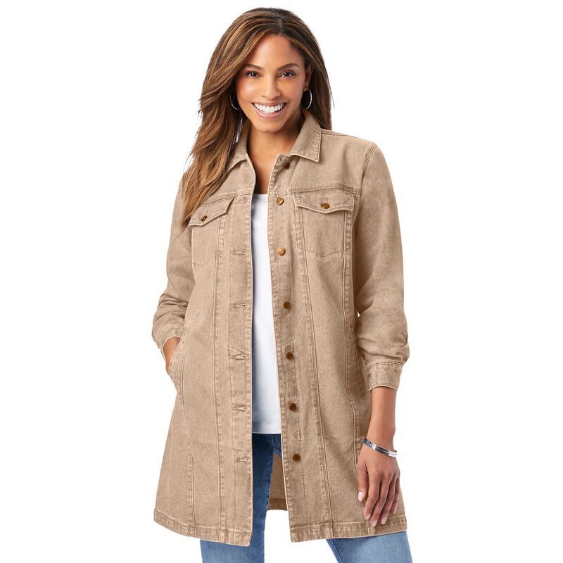 ジェシカロンドン レディース アウター ジャケット・ブルゾン プラスサイズ デニム Jessica London Womens Plusize Long Denim Jacket New Khaki