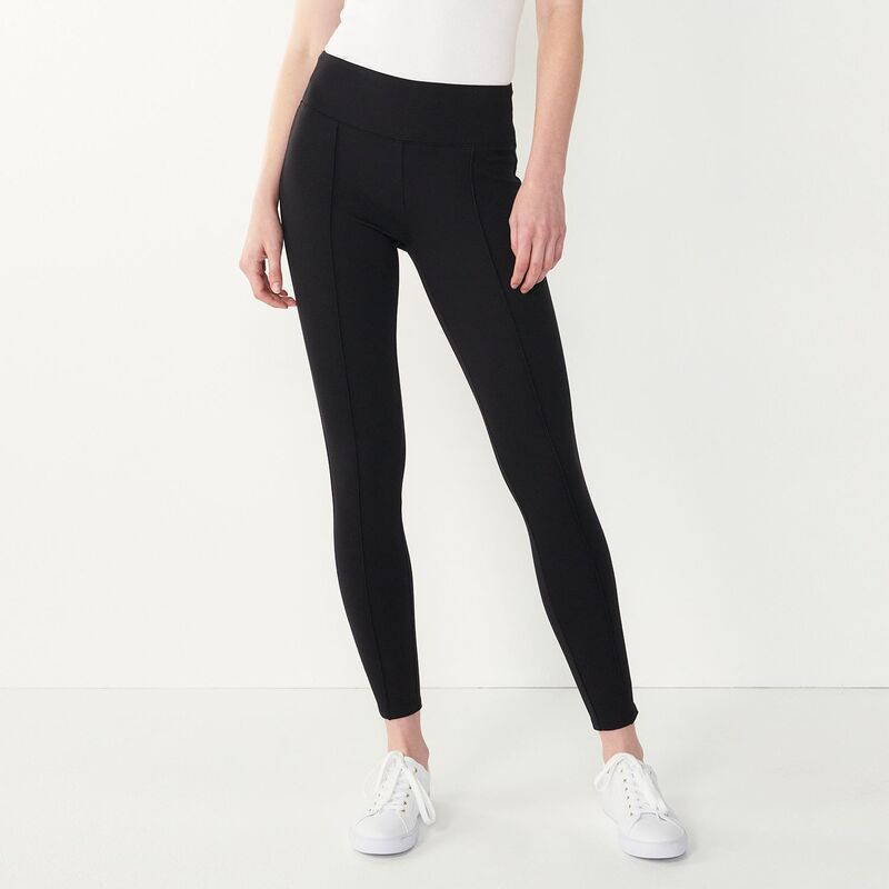 ナインウェスト レディース ボトムス カジュアルパンツ プチ レギンス Petite Nine West Seamed Ponte Leggings Black ブラック