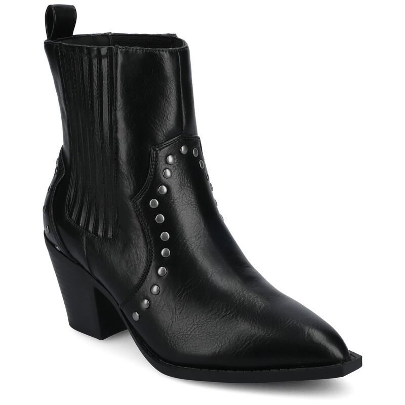 ジャーニー レディース シューズ ブーツ・レインブーツ アンクル Journee Braylee Comfort Studded Pointed Toe Womens Ankle Boots Blac