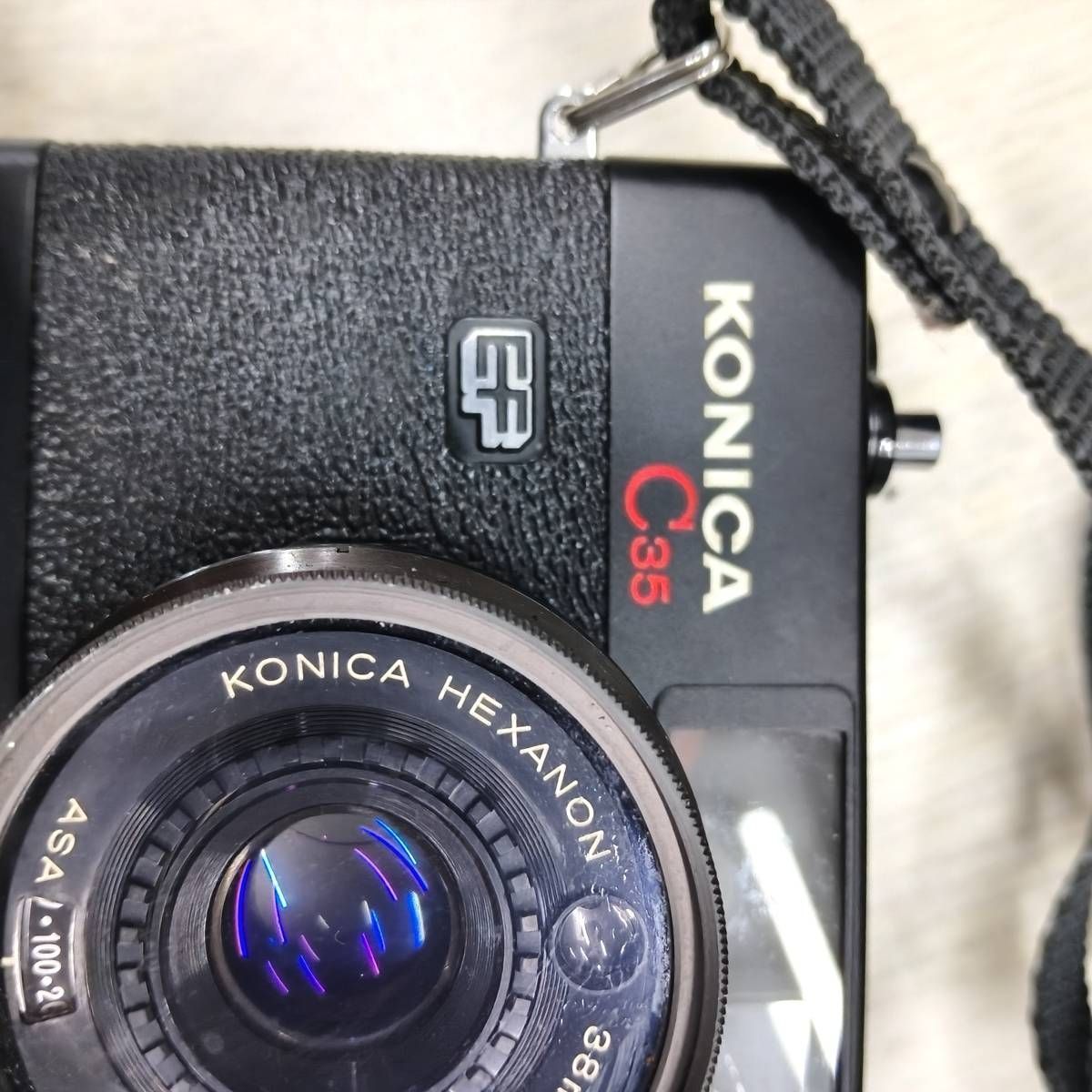 ジャンク】Konica C35 EF フィルムカメラ ケース・ストラップ付き