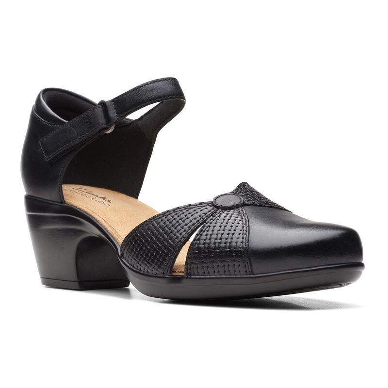 クラークス レディース シューズ パンプス アンクル レザー ClarksR Emily Rae Womens Leather Ankle Strapump Black ブラック