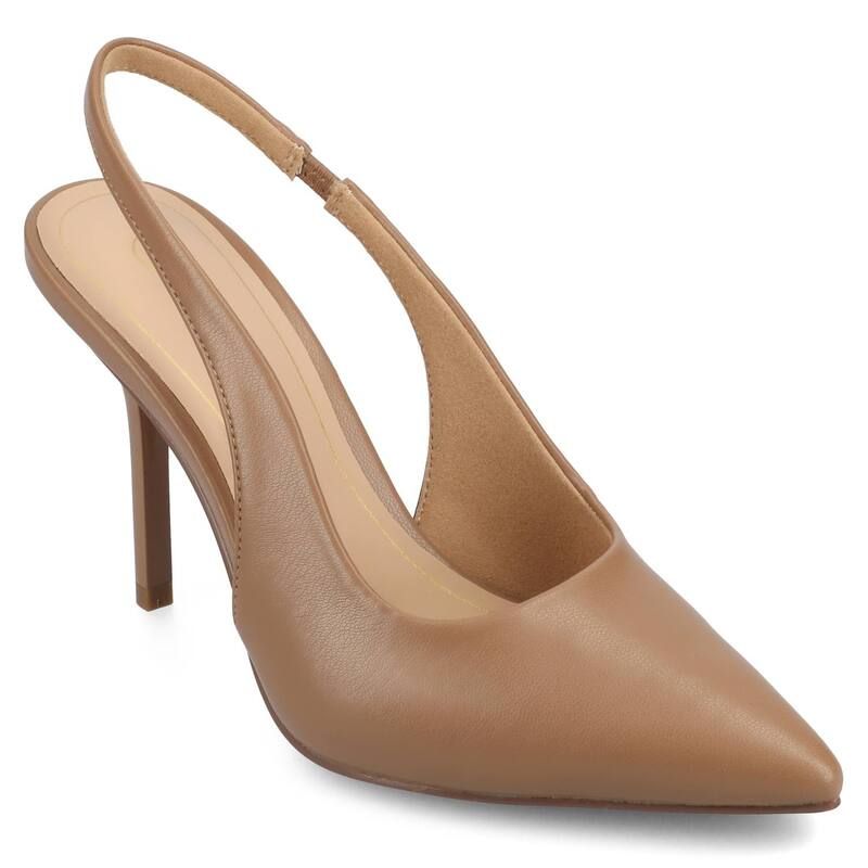 ジャーニー レディース シューズ パンプス ヒール Journee Tru Comfort Foam Elenney Womenslingback Heels Tan Pu タン