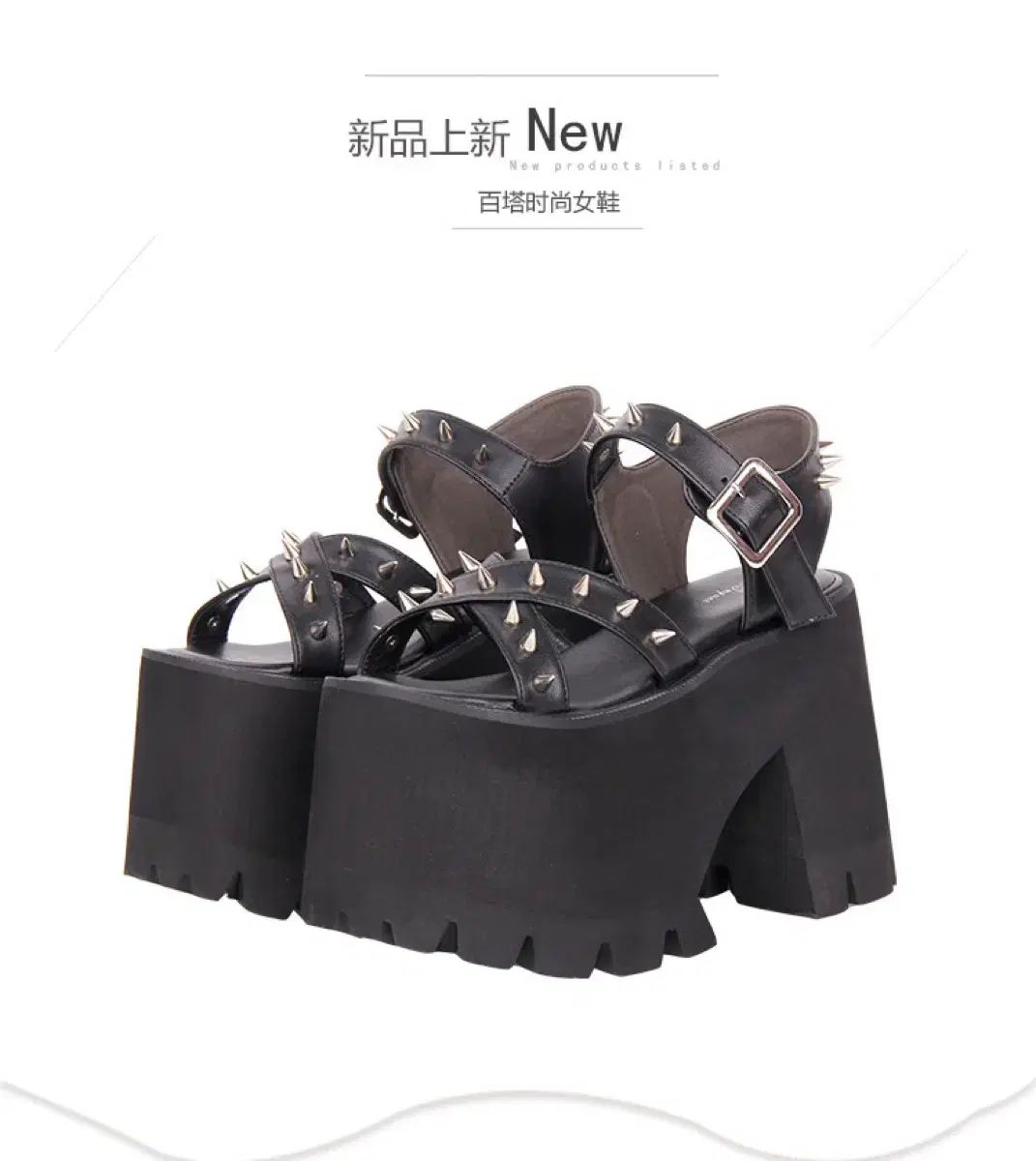 13cm パンク ゴシック ゴス プラットフォーム スタッズ バックル ストラップ サンダル 230 サブカル