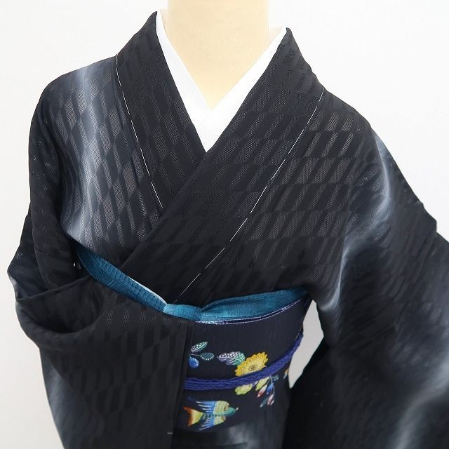 新品・夏小紋】和紗羅 紋紗 暈し 七宝 夏着物 仕付け糸付 お仕立て