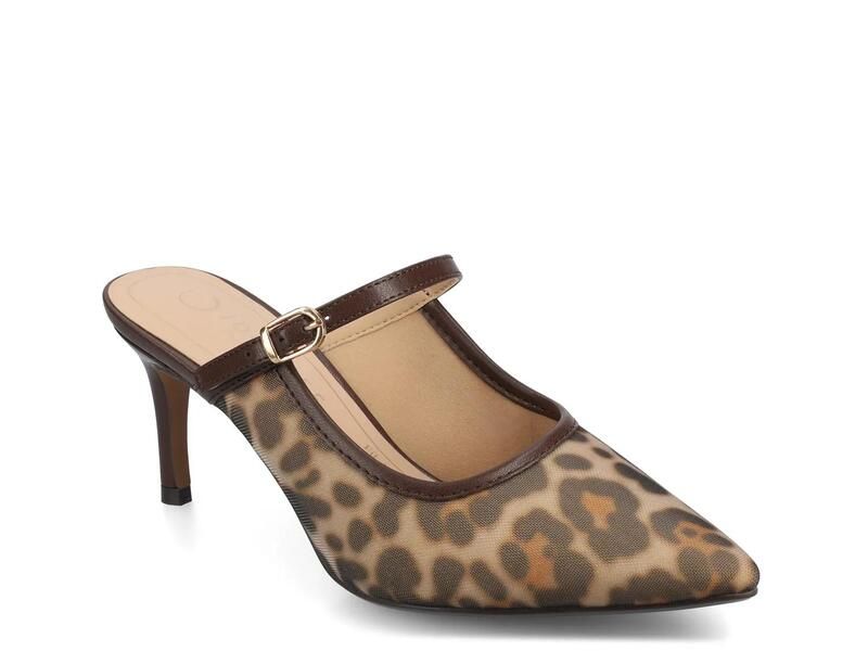 ジャーニー レディース シューズ サンダル Journee Tiffee Mule BrownBlack Leopard Print Mesh Fabric ブラック
