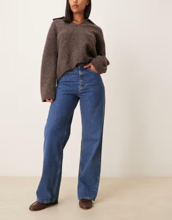 エイソス レディース ボトムス デニムパンツ ワイドレッグ ジーンズ ASOS DESIGN Circular Design Collection wide leg dad jeans in clea