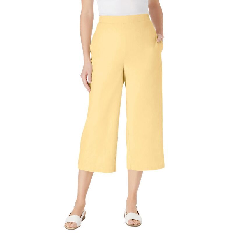 ウーマン ウィズイン レディース ボトムス カジュアルパンツ プラスサイズ キャップ リネン Woman Within Plusize Linen Capri Banana