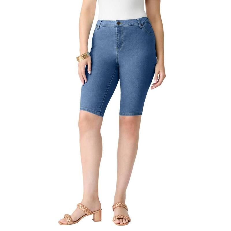 ロアマンズ レディース ボトムス ハーフパンツ・ショーツ プラスサイズ Roamans Womens Plusize Classic Stretch Bermuda Short Medium Wash