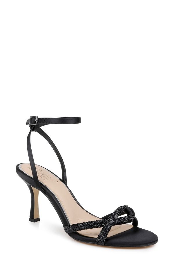 ジュウェルダグレイミシュカ レディース シューズ ヒール サンダル アンクル Jewel Badgley Mischka Fiji Ankle Strap Sandal Black Satin ブラッ