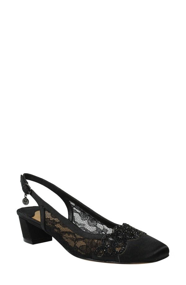 ジェイレニー レディース シューズ ヒール J Rene Faleece Crystal Embellished Slingback Pump Black Fabric ブラック