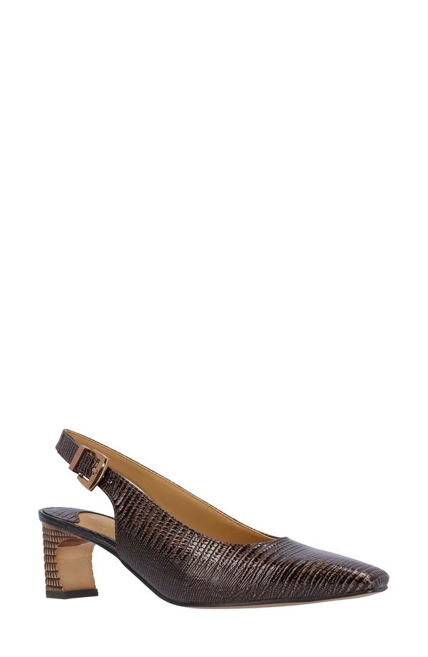 ジェイレニー レディース シューズ ヒール J Rene Hadyn Lizard Embossed Slingback Pump Cognac