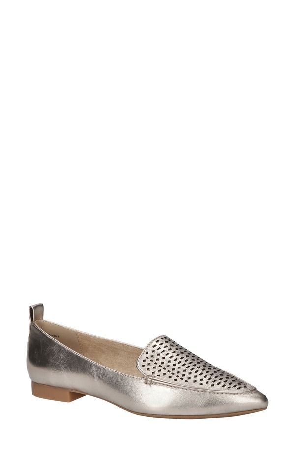 ベラヴィータ レディース シューズ パンプス Bella Vitalessi Perforated Pointed Toe Flat Champagne Leather シャンパン