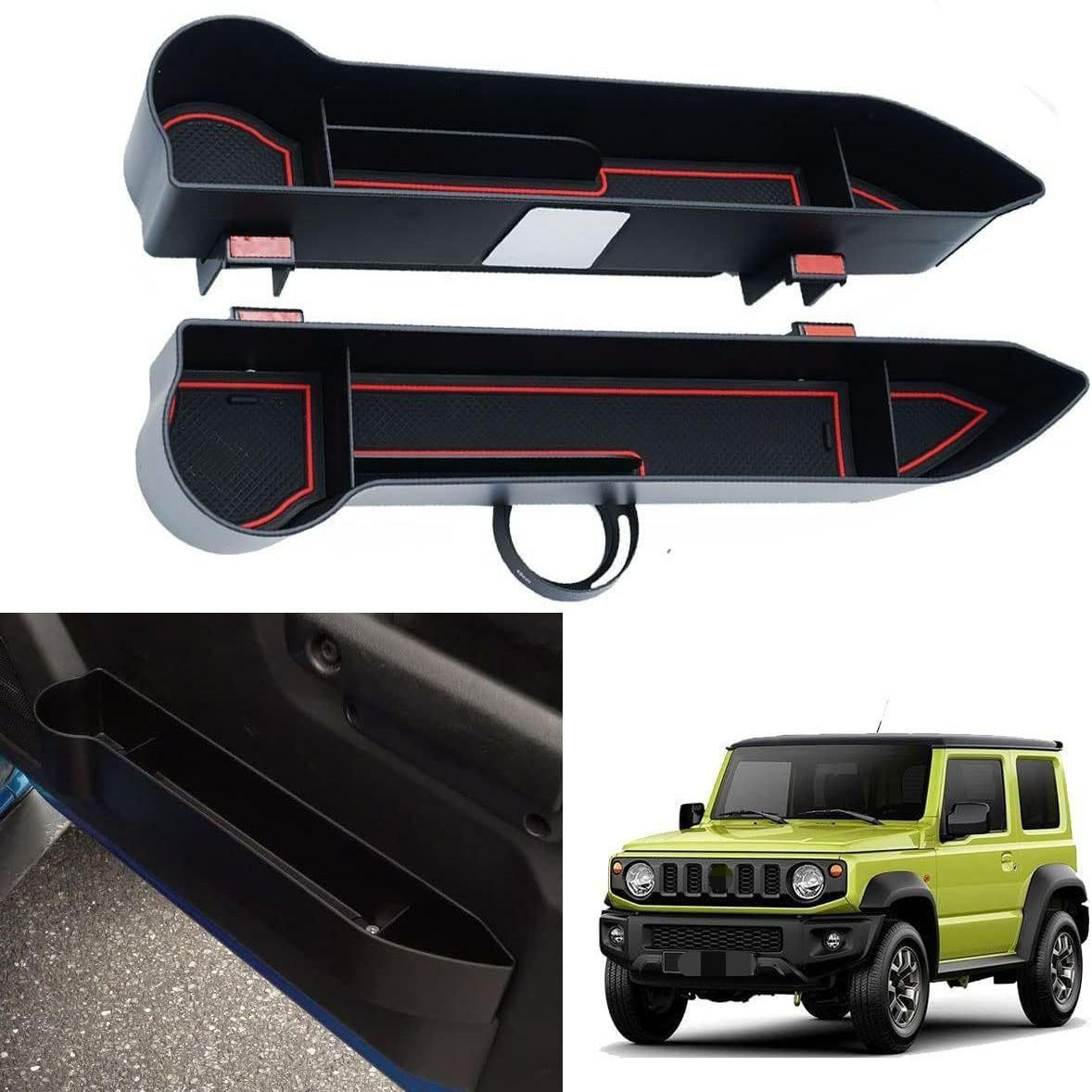 【送料無料】スズキ Suzuki ジムニー Jimny JB64 JB74 対応 サイド収納ボックス ドアポケット ドリンクホルダー 小物収納 車内整理 収納力向上 実用的 便利 インテリアアクセサリー スタイリッシュ フィット感向上 カスタムパーツ
