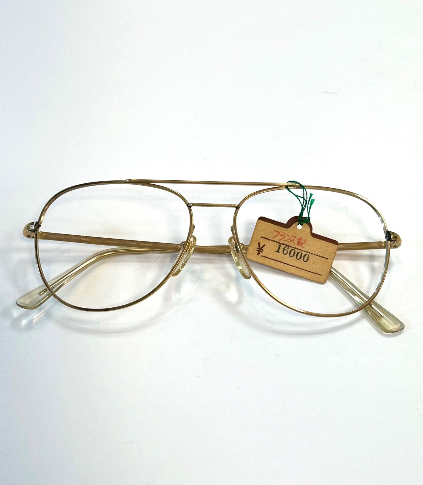 80〜90年代 フランス製　 ビンテージ ティアドロップ ゴールド メガネ デッドストック　新品　 眼鏡　メンズメガネ